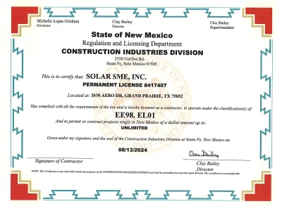 New Mexico Contractor License # 417407