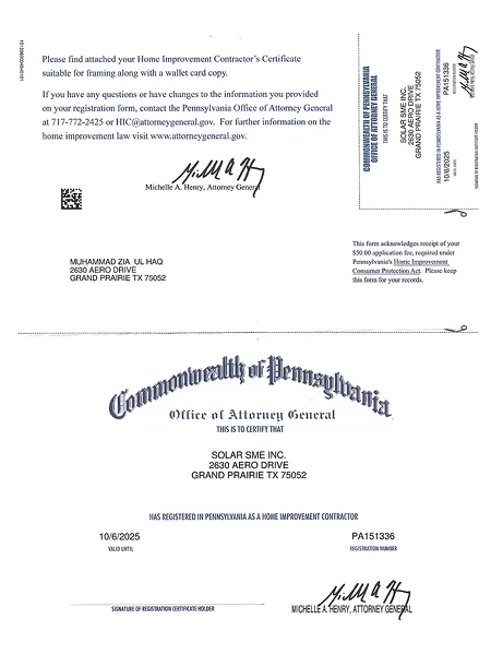 Pennsylvania Home Improvement License # 151336