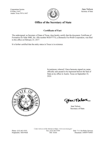 Georgia Certificate of Authority # 24189741